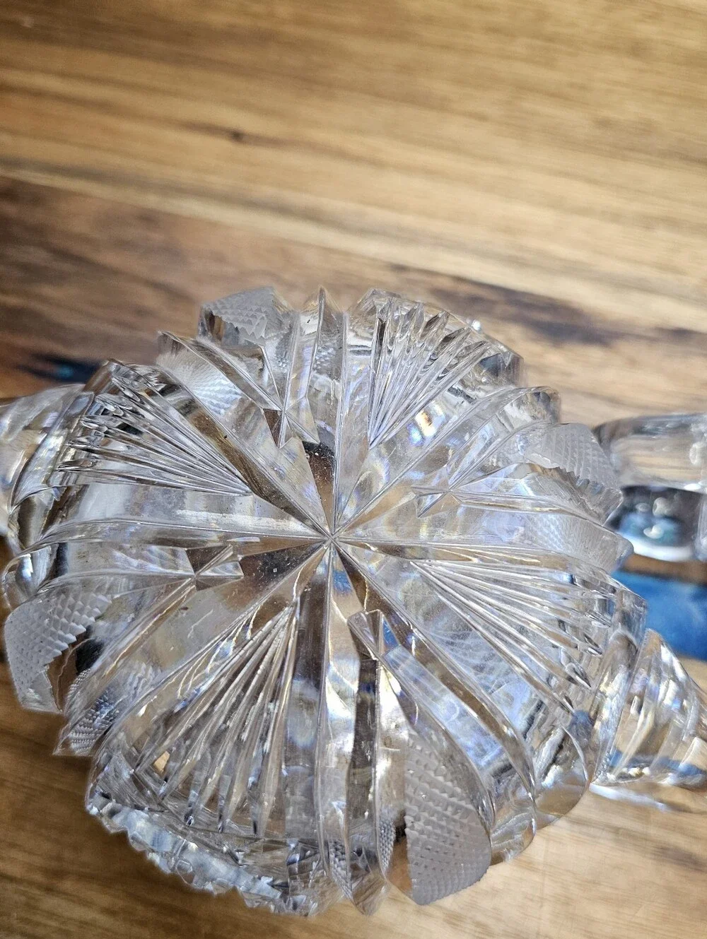 Antique ABP Cut Glass Creamer & Sugar Bowl Set Hobstar Sawtooth